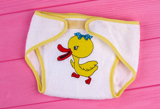 Diaper with duck and pick background