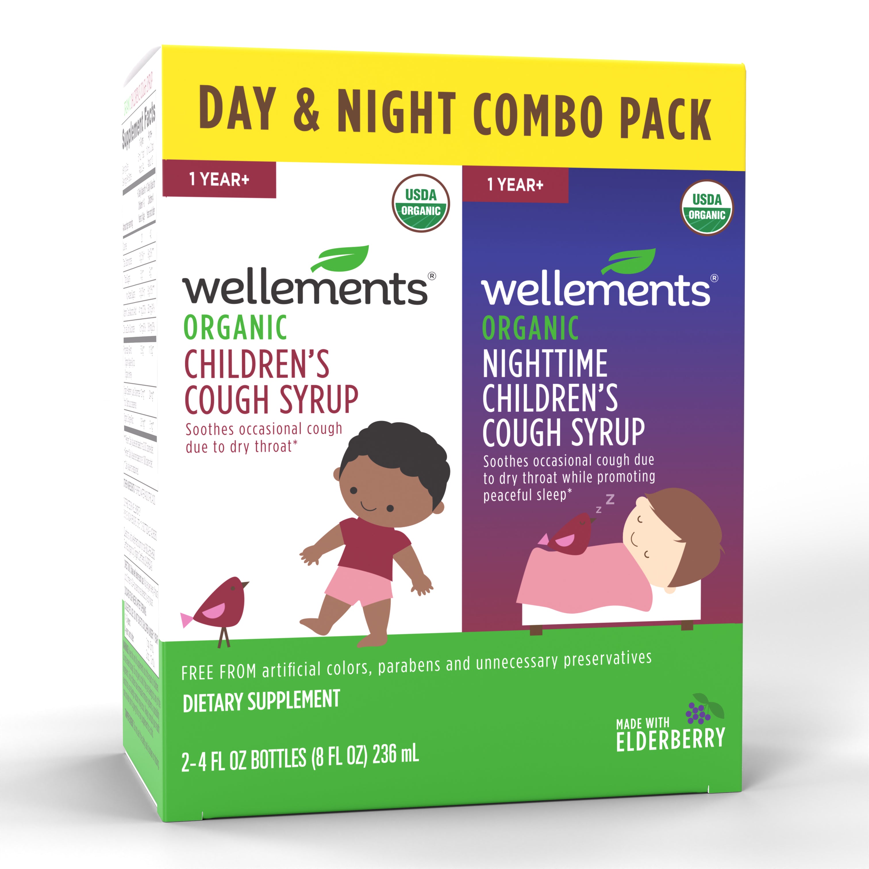 Wellements Organic Children's Cough Syrup Day & Night Combo Pack