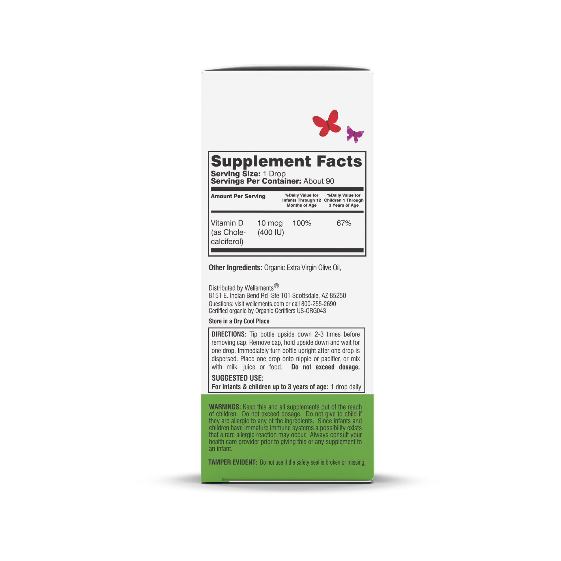 Wellements Organic Vitamin D Drops for Newborn Babies & Children